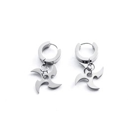 Fabric of the Universe Stainless Steel Shuriken Dangle Pendant Earrings (SRK-02 SS Shuriken)