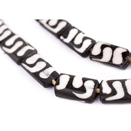 TheBeadChest Swirl Design Batik Bone Beads (Rectangular)