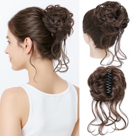 Messy Bun Hair Piece, Wavy Claw Clip Hair Bun Extension, Messy Buns Hairs Pieces for Women, Soft Synthetic Fake Buns Tousled Updo for for Daily Wear (8L#)