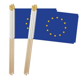 European Union Stick Flag, European Union Small Mini Hand Held Flags, Small European Union Flag 5x8 Inch,12 Pack, Party Decorations Supplies for Parades,World Cup,Festival Events