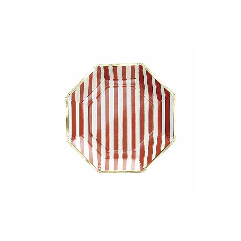 Ginger Ray Christmas Candy Cane Stripe Gold Foiled Paper Party