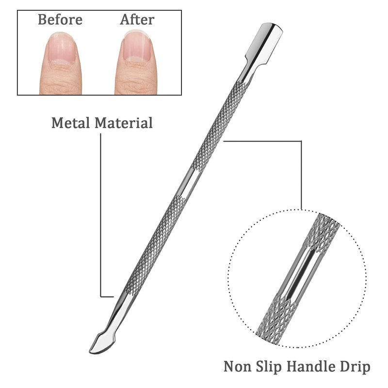 Professional Cuticle Remover Tool, Metal Cuticle Pusher and Scraper, Dual-Sided