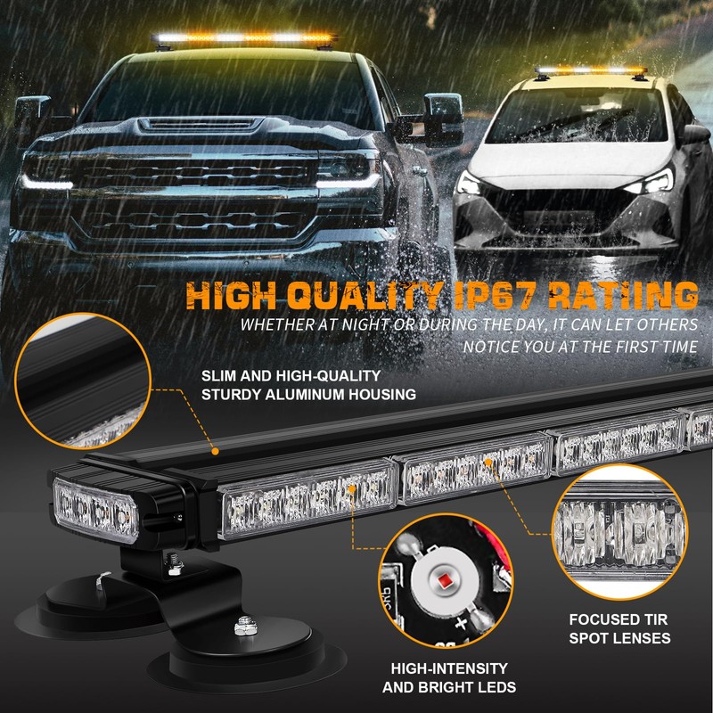 XRIDONSEN 28.4" 80 LED Roof Top Strobe Light Bar Amber