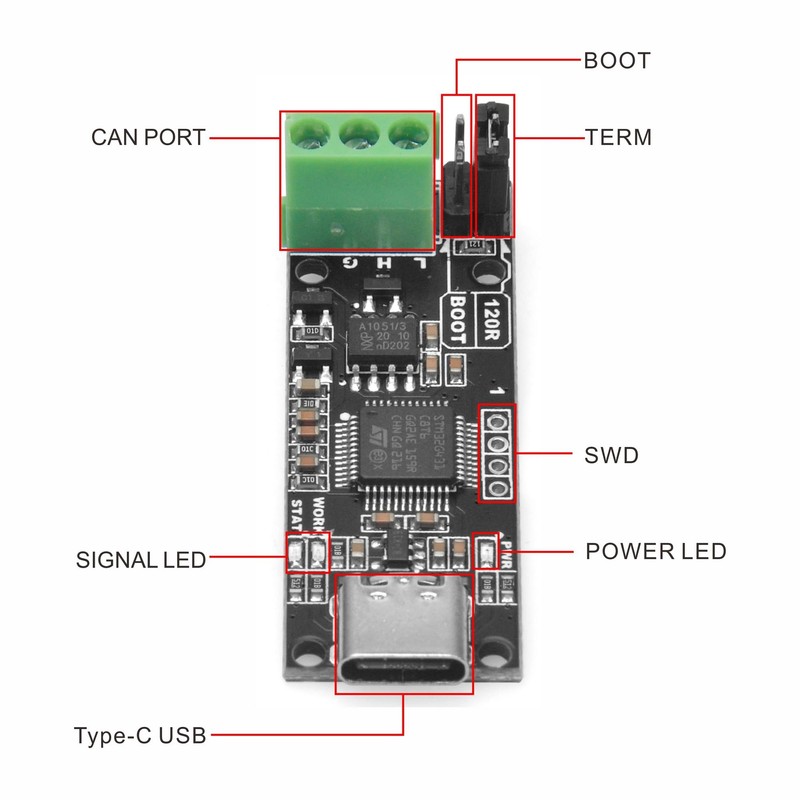KOOKYE MKS CANable 2.0 USB-C to CAN Adapter Analyzer, Supports