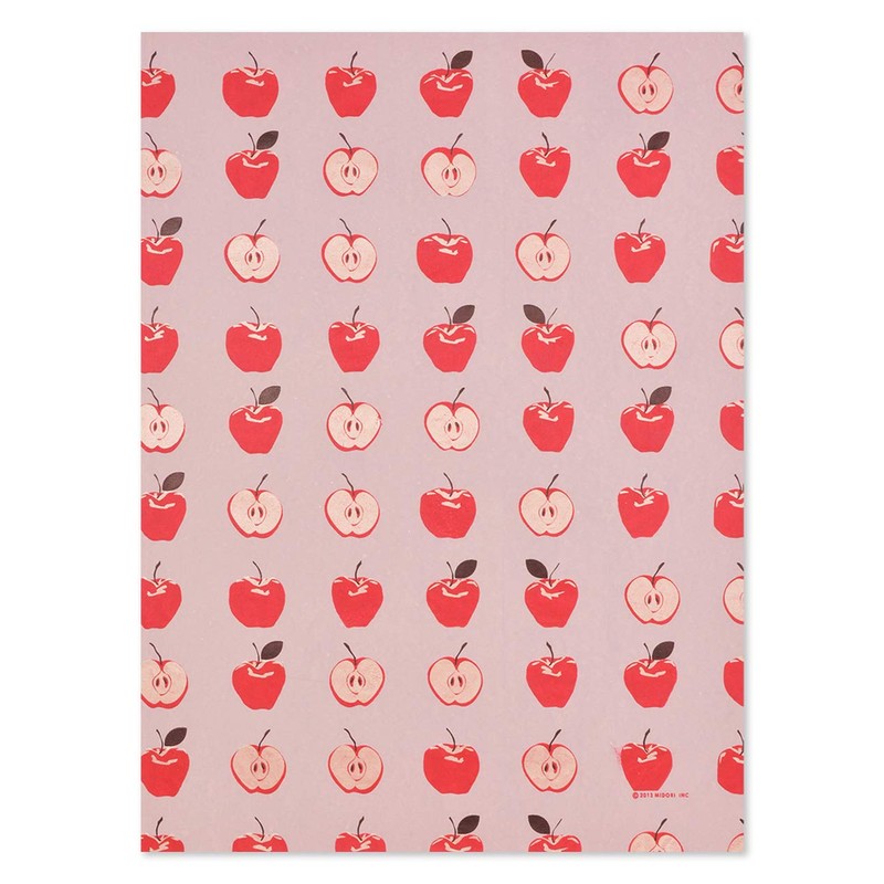 Gift Wrap - Apples - Mauve/Red/Metallic Silver
