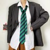 Black And Green Striped Tie for Mens Formal Silk Neck