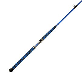 ANCIENT MARINER Catfish Fishing Rods, 7'6" One-Piece Glow with Black Light Ancient Mariner Albatross Catfishing Casting Rod, Medium Heavy（Blue）