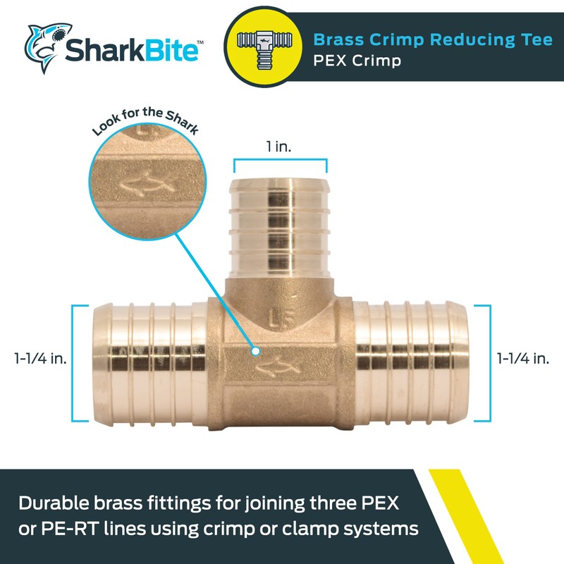 SharkBite 1-1/4 x 1-1/4 x 1 Inch Crimp Reducing Tee,