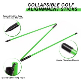 BIRDIEBLAST Professional Collapsible Golf Alignment Sticks 3 Pack, Premium 40" Alignment Golf Stick Ideal for Aiming, Putting and Swing Practice (Green)