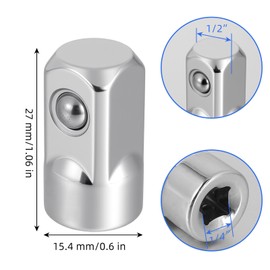 Exclaith 2 Pcs 1/4 to 1/2 Socket Adapter 1/4 Drive-to 1/2 Inch Socket-Adapter Female-to Male-Sockets-Adapdters 1/4" Drive (F) to 1/2"(M) for Impact Wrench Extentsion Conversion Tool