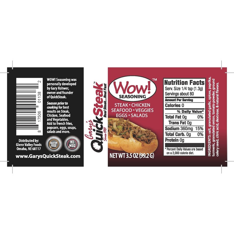 Gary's QuickSteak Wow! Seasoning | No MSG | Adds Flavor