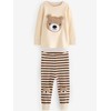 NEXT Snuggle 3 Pack 100% Cotton Pyjamas, Brown/Cream