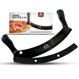 Chicago Brick Oven 12-Inch Pizza Cutter Rocker Blade – Stainless Steel Mezzaluna Knife with Titanium Coating – Large Professional Pizza Cutter with Protective Cover – Dishwasher Safe