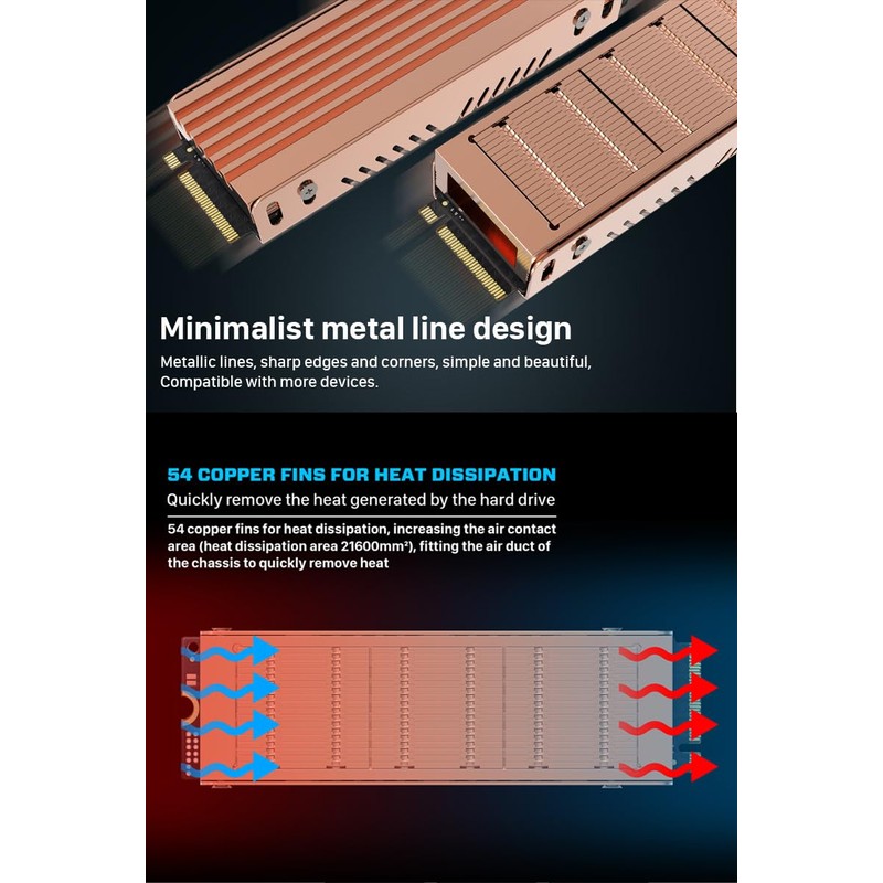 Pure Copper M.2 2280 SSD Heatsink M.2 Hard Drive Heatsink