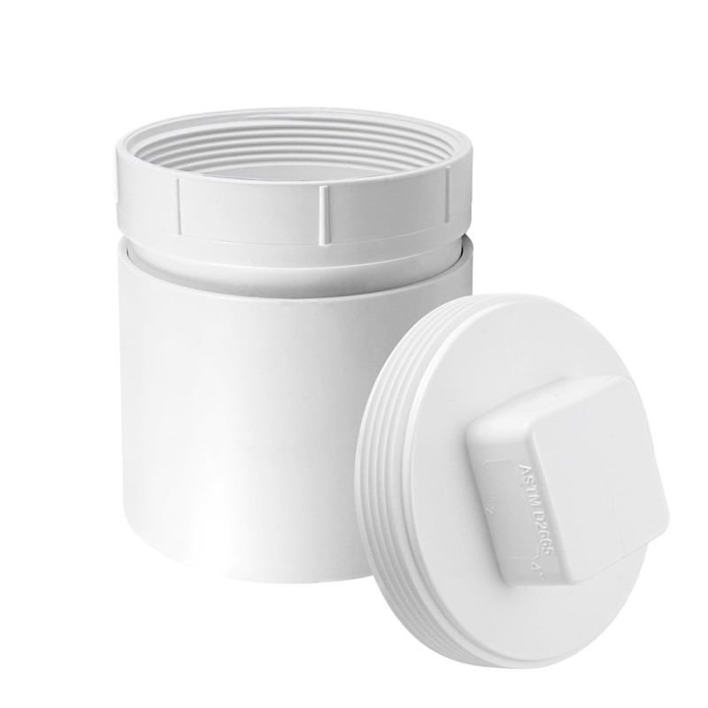 4" Sewer Cleanout Adapter with Plug Pipe Fitting, PVC DWV
