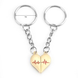 MUCOOS Matching Couple Magnetic Keychain,Cute and Unique Stainless Steel Heart Keychains for Couples,Gift for Christmas, Birthday, Valentine's Day, Wedding, or Anniversary, Golden
