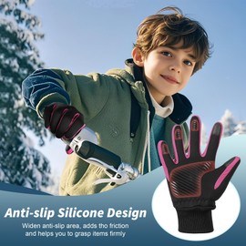 Kids Winter Sports Cycling Gloves Children Warm Touch Screen Anti-slip Thermal Outdoor Windproof Gloves for Boys Girls Running Riding Bike