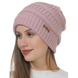 Belle Dame Winter Beanie Hat for Women Cable Knit Hat Winter Cap Fleece Lined Toque Skull Cap (HT507-PK)
