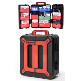 409 Pcs Hard Case First Aid Kit - Wall Mountable First Aid Trauma Kit for Workplace, Office, Home & Car Emergency - Large First Aid Emergency Kits with Color-Coded Labelled Compartments