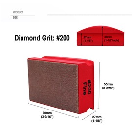 SHDIATOOL Diamond Hand Polishing Pads, Sanding Blocks, Handpad, Perfect for Grinding, Polishing and Sharp Edges for Granite, Marble, Ceramic, Concrete, Glass, 200 Grit, Pack of 2