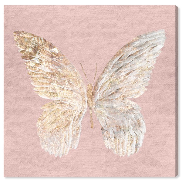 The Oliver Gal Artist Co. Animals Wall Art Canvas Prints 'Golden Butterfly Glimmer Blush' Home Décor, 24" x 24", Pink, Gold