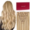7Pcs Clip in Hair Extensions Real Human Hair, 22 Inch 120g P16/22 Light Blonde Highlighted Golden Blonde Soft Real Human Hair Extensions Clip ins, Double Weft Hair Extensions Real Human Hair for Women