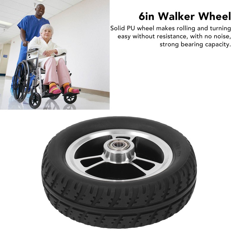 6in Wheelchair Wheel Light Sturdy Aluminum Alloy Hub Quiet Anti