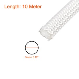 Rebower Fibreglass Sleeve Insulated Cable Protection Pipe [for High Temperature Applications] - 32.8 Ft-3 mm / White