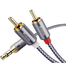 Ruaeoda 3.5mm to 2RCA Cable 6 Feet, Braided 2RCA to 3.5mm AUX to 2-Male 2RCA Audio Auxiliary Stereo Y Splitter Cable 1/8 to 2RCA Stereo Cable Audiophiles Headphone 2RCA Cable [Double-Shielded]