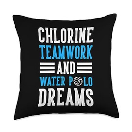 Funny Water Polo Gifts Water Polo Ball Chlorine Teamwork and Water Polo Dreams Throw Pillow, 18x18, Multicolor