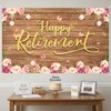 Rustic Floral Retirement Banner Party Decorations For Women 5.9x3.6ft