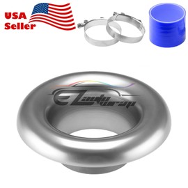 EZAUTOWRAP 3" Gunmetal Short Ram Cold Air Intake Turbo Horn Aluminum Alloy Velocity Stack Adapter Kit with Silicone Hose