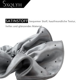 SXQLYH Hair Scrunchie Satin Polka Dot Elastics, Oversized Satin Hair Scrunchie Thick Soft Comfortable Scrunchies Ponytail Holder Winter Hair Bobble for Women Thick Long Hair (Grey)