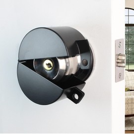 Doorknob Lock Cover, Door Knob Lockout Device, Cover for Disabling The Door Handle, Preventing Rotation of The Door Knob and Access to The Keyhole,Suitable for Round Doorknob, Black