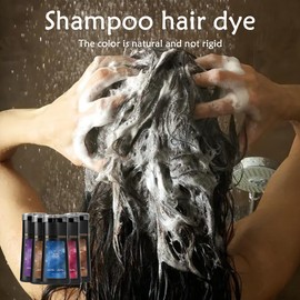 Hair Dye Shampoo, Natural Hair Color Shampoo for Gray and White Coverage, Suitable for Women & Men 200ml (Dark brown)