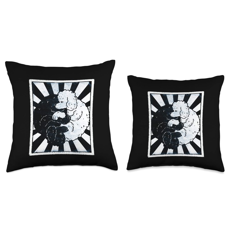 Yin Yang Poodle Dog Yin and Yang Funny Poodle Throw