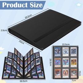 Trading Card Album | Card Scrapbook - 360 Pockets Toploader Binder/TCG Binder/Card Binder Empty Portfolio Folder Card Holder with Waterproof Book Cover for Cards Collectors Children's Birthday Black