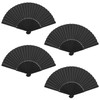 Fhioevt Pack of 4 Black Hand Fan Folding Fan Handheld