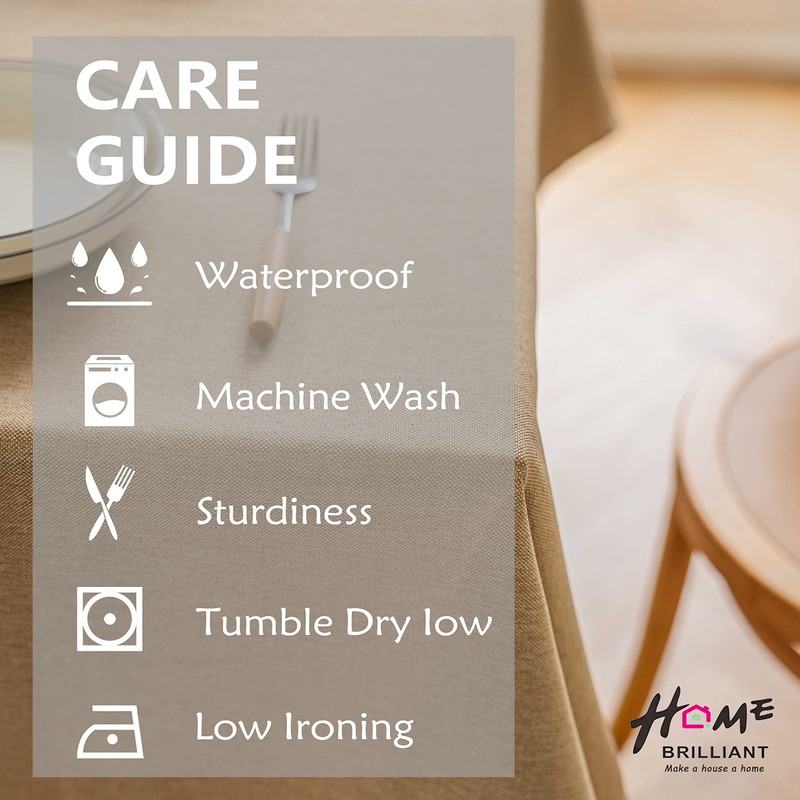 Home Brilliant Table Cloth Rectangular Washable, Waterproof Tablecloth Faux Linen