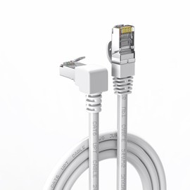 JUXINICE - Cable Ethernet Cat6 de 90 grados, color blanco, ángulo recto, CAT 6, cable de red Gigabit RJ45, adaptador de 90 grados (ángulo descendente, 10 pies)