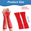 TouKingda Women's Sparkly Mesh Fingerless & Long Fish Net Gloves,