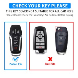 QBUC Ford Key Fob Cover with Keychain, Shell Compatible with Ford Explorer F150 Lincoln MKC MKX MKZ Fusion Mustang Edge Remote Key Vehicle Accessories (Blue, Series 2)