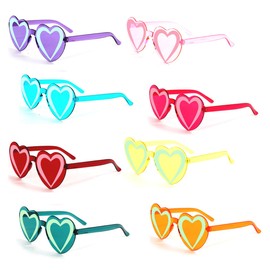 LIULIUBTY Heart Shaped Rimless Sunglasses, Jelly Fudge Series Bachelor Party Cool Sunglasses 8 Pack, Colors Funky Glasses Party Favors (Glow in Dark)