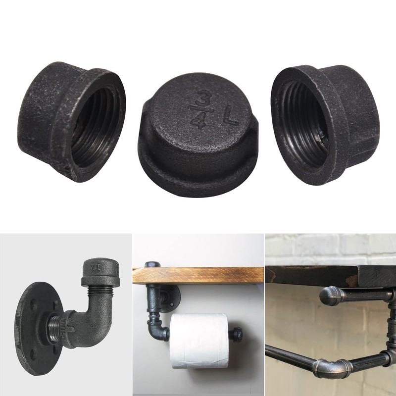DSDS 30 Pack 1/2" Black Pipe Cap, Rustic Industrial Black