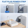Flat Plug Power Bar with USB C, 4FT Ultra-Thin Extension