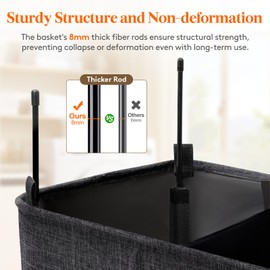 Lifewit 160L Extra Large Laundry Hamper with Lid, Laundry Basket 3 Section with Removable Washing Bags, Divided 3 Compartments Laundry Sorter Organizer for Bedroom Bathroom Laundry Room, Dark Gray