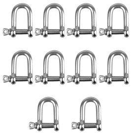 Pack of 10 D Shape Shackles, Stainless Steel D Shackle, M6 304 Stainless Steel D-Ring Shackle, D Ring Shackle, Straight Lock Shackle, D Shackle, Stainless Steel for Rigging Steel Rope Cords Chains