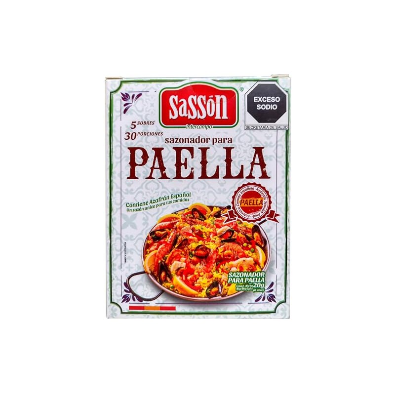 Sassón Sazonador para Paella - 5 Sobres - 30 Porciones
