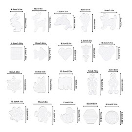 64PCS Perler Beads Boards,Fuse Bead Kit, DIY Craft Bead Peg Board for Pony Bead,Bead Board for Jewelry Making,Clear Plastic Melty Boards for 5 Mm Craft Melting Beads with Tweezer Ropes Keychain Hoop