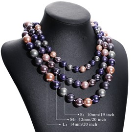 EMIUSS Women's Pearl Necklace Purple, Freshwater Cultured Fashion Costume Pearl Jewellery 19 Inch